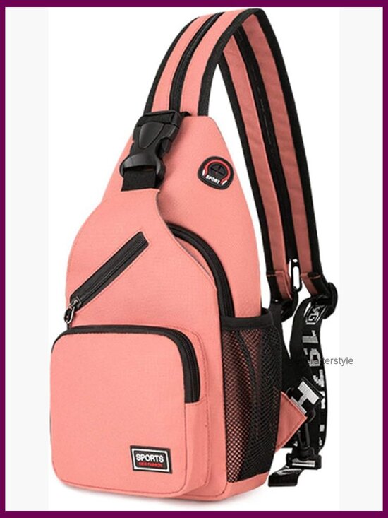 Small Sling Backpack Crossbody Chest Bag with Earphone Hole Canvas Polyester main image 4